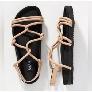 Roam Linky Sandals Tan Vegan Leather Strappy Gladiator Size 10 Boho Beach New